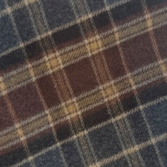 Chaps Plaid Scarf Mens Fringe Edge Brown Gray Italy Warm Winter Soft - Picture 2 of 4